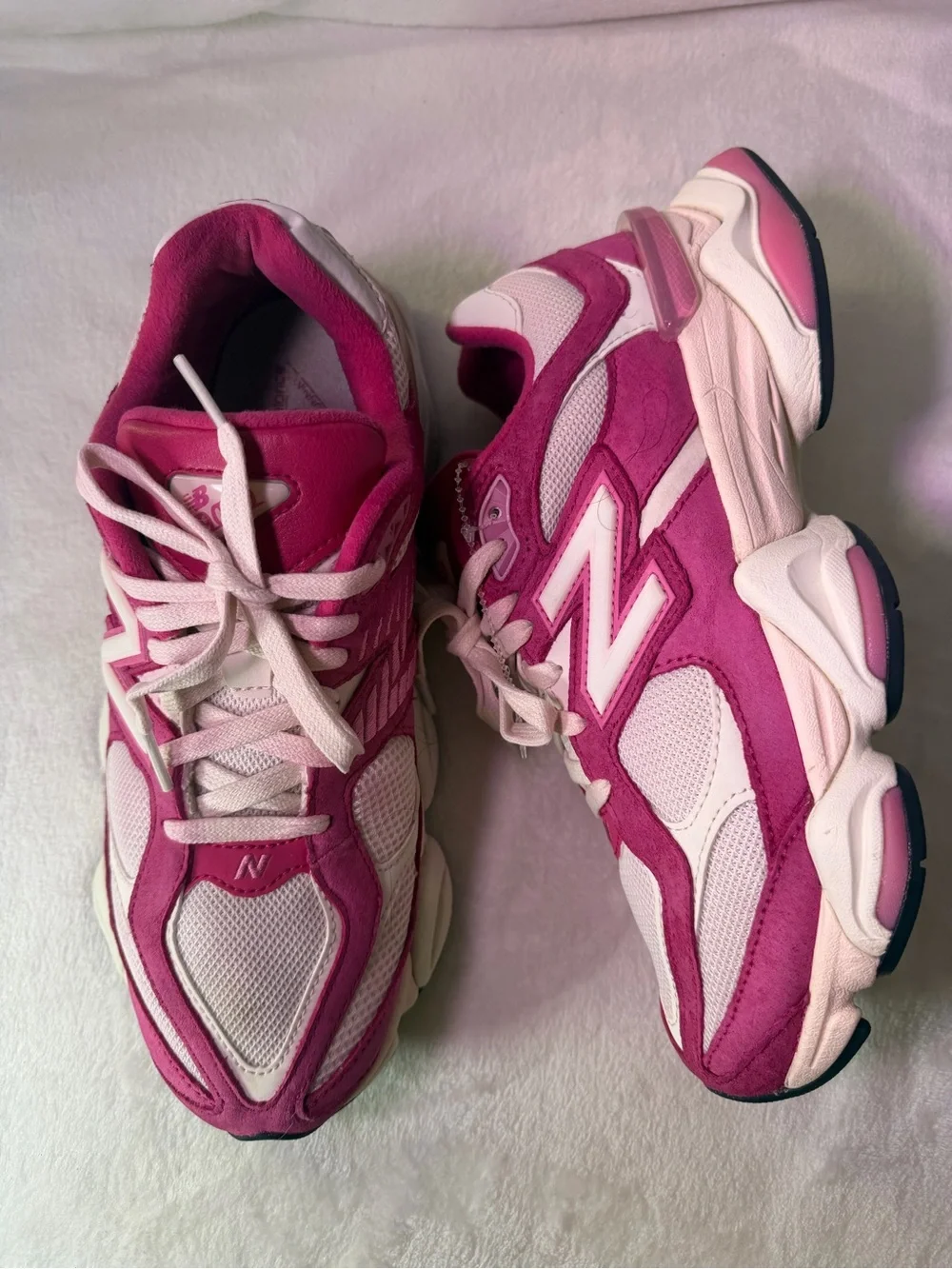 New Balance Women's Hot Pink and Cream Chunky Sneakers